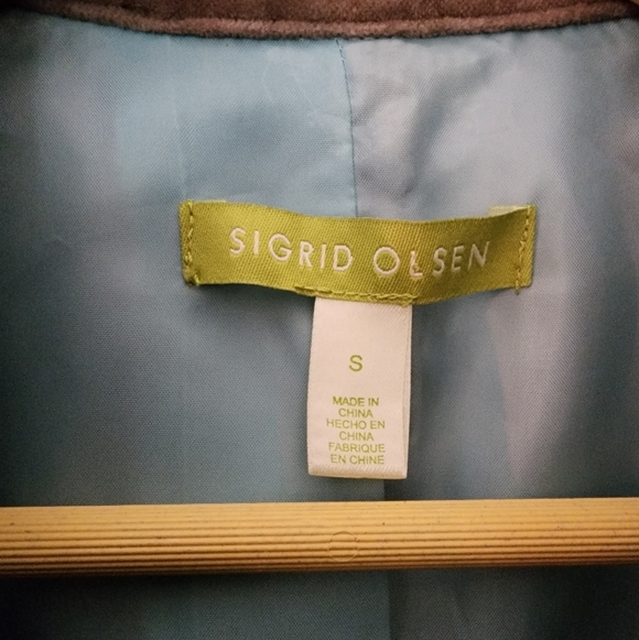 Sigrid Olsen Velvet Lined Jacket Blazer Button Up Size Small Taupe Boho Neutral - Picture 3 of 7